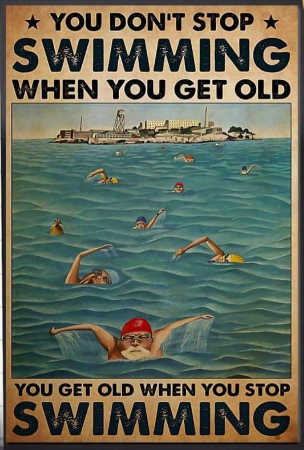 Something to be said to escape from Alcatraz as a senior citizen swimming butterfly stroke...