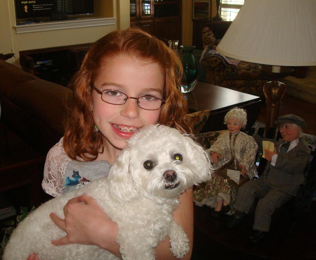 Grand daughter Jamie and our dog Puff - Mar 2013