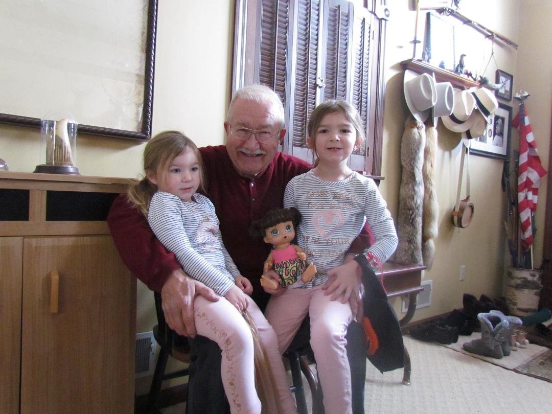 Lilah and Elaina get a hug from Grandpa before heading home.