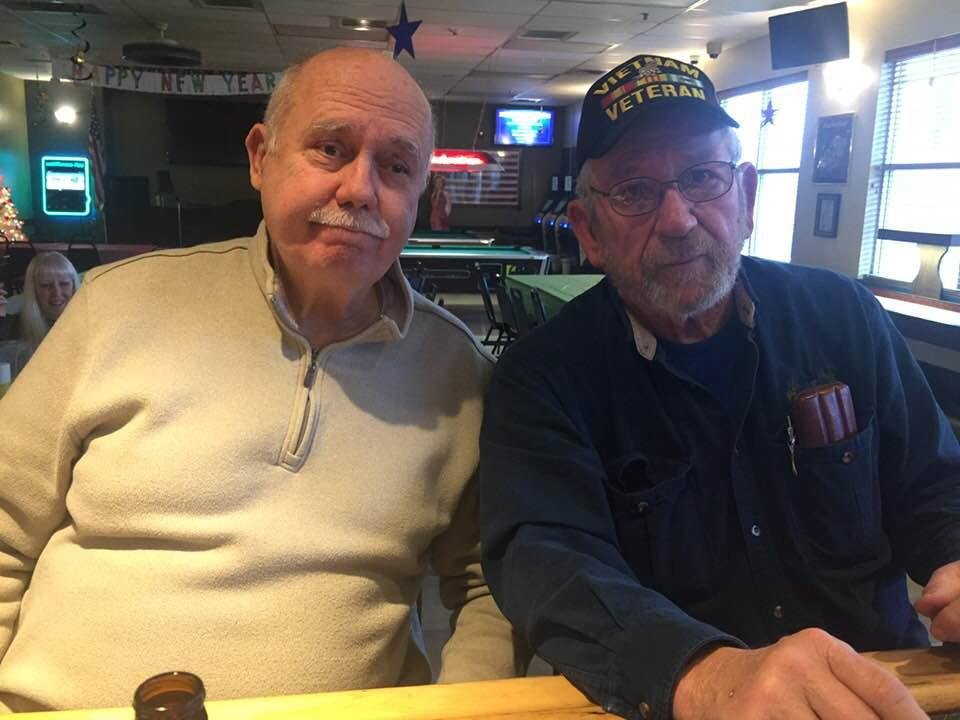 Two old guys celebrating our Birthdays at the VFW