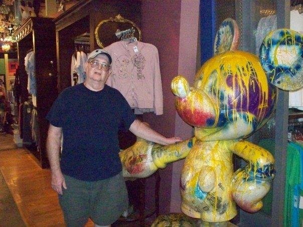 Dad and Mickey--it was too hot to meet the real thing