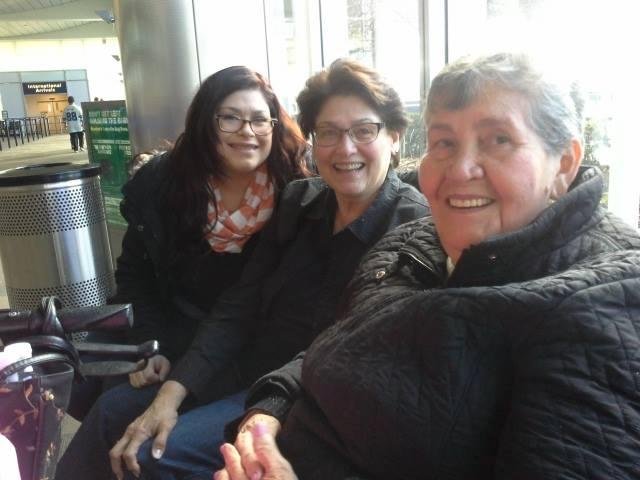 At Fresno airport, saying goodbye.