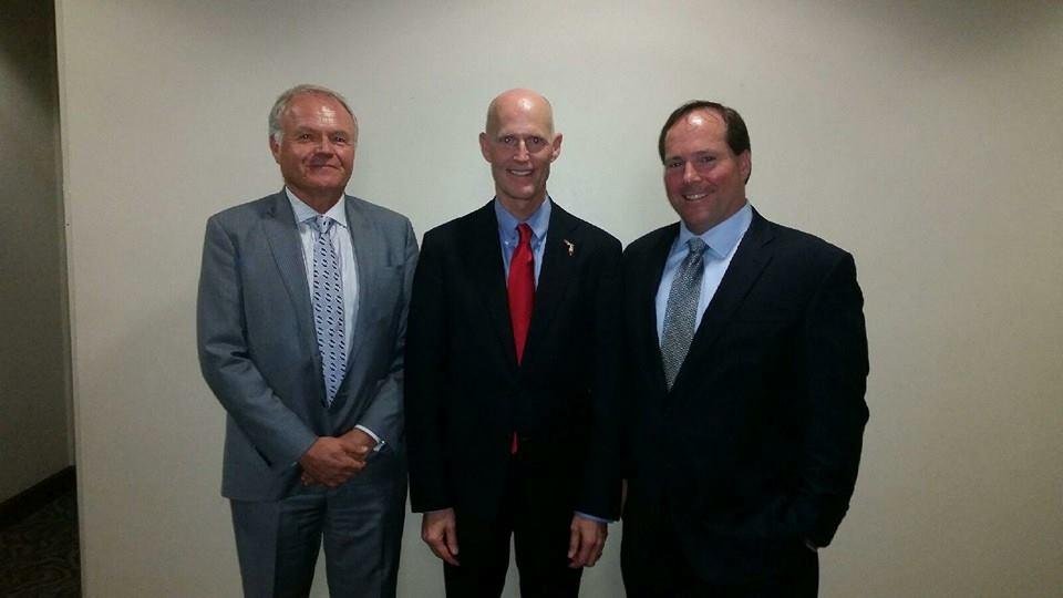 Peter Sadowski, Governor Rick Scott, and Rick Cox