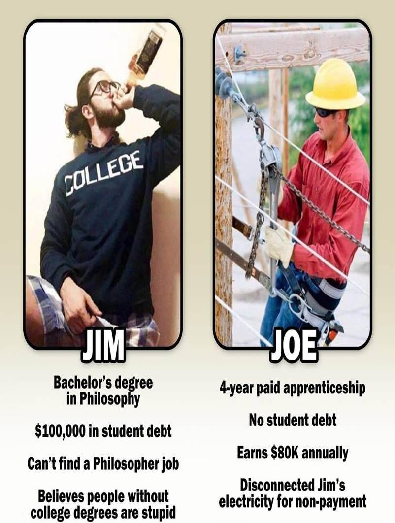 I majored in basket weaving and can't find a job in 70+ years!