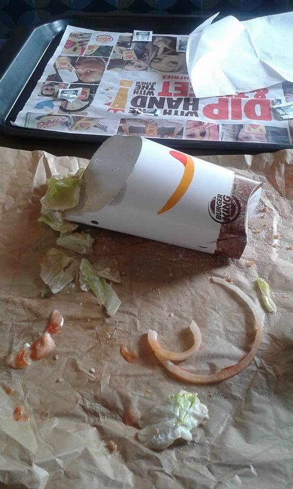 This is all that's left of a whopper with onion rings