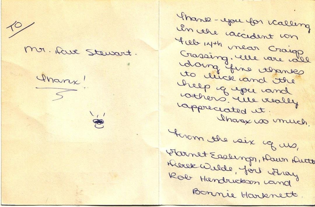 Another surprise from Heather's Cedar Chest of mementos yesterday.
This is a 'Thank You' card that was forwarded to me through my employer, Shell Canada, at the Nanaimo Bulk Plant office, back in the mid 70's.
Just anot