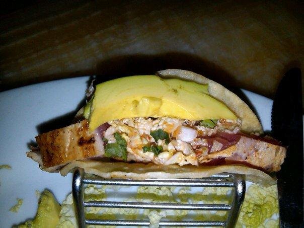 Seared Tuna Tacos: spiced rubbed Ahi Tuna, corn tortillas, avocado, cilantro-lime slaw & salsa......mmmmmmm Good!