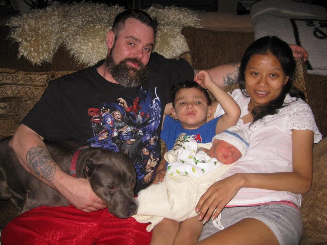 Michael, Mikey, Tristan and Tracey (her English name) -oh, and Camilla the dawg!
