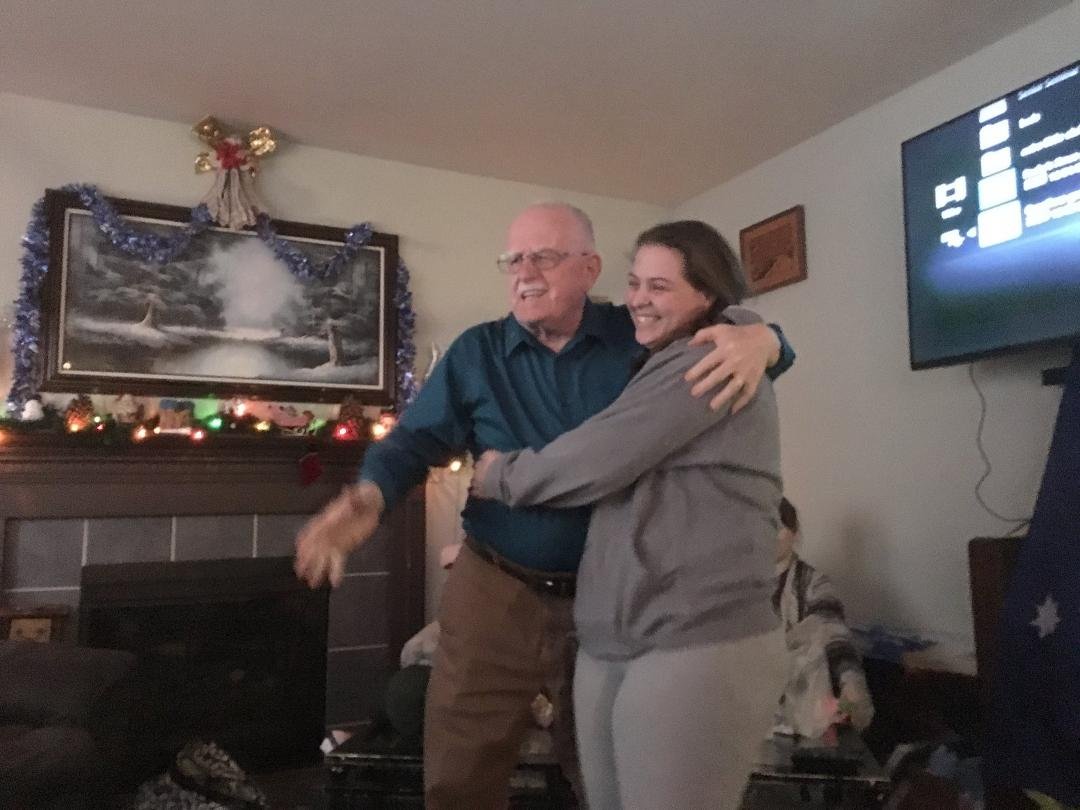 Grandpa hearing news of Natalie going to U of Sydney