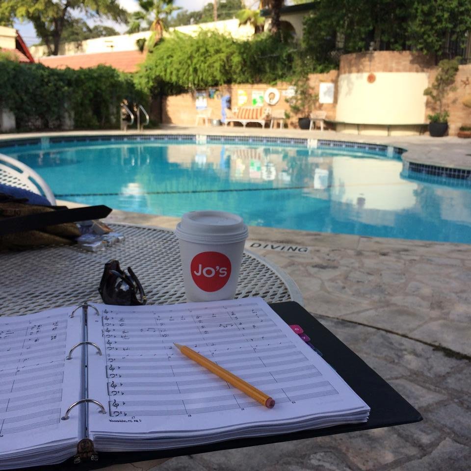 Writing at poolside is fun!
