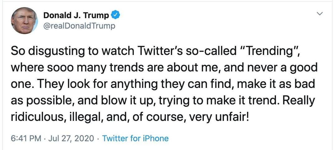 Hundreds of thousands of Americans are sick, dying, dead; millions are unemployed, hungry, don't know how they will make ends meet nor how they will keep a roof over their heads...but the president* tweets this tonight...