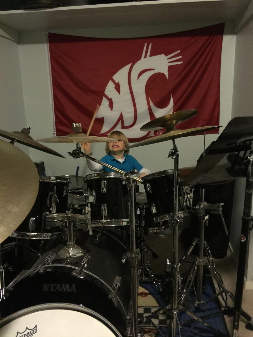 Nolan gettin funky on the drums! The grandkids are here for the night, so we need to make some serious noise!