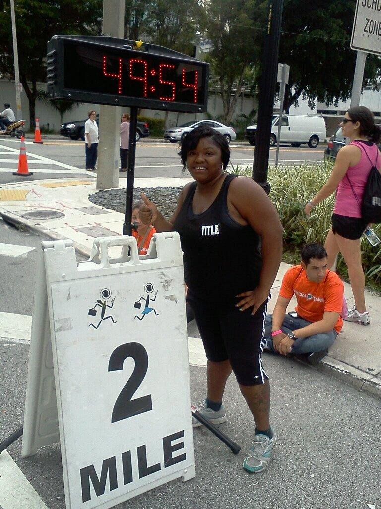 Electa at the walk-a-thon for breast cancer.
