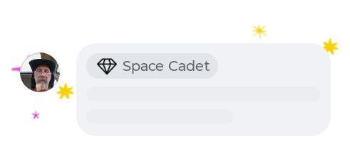 With Daniel Gossard – I just earned their Space Cadet badge! 🎉