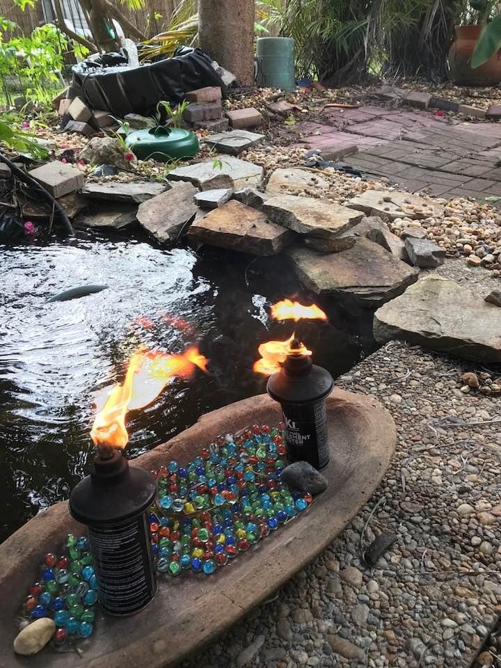 I retrieved 15 rocks that had fallen into the pond over the years and used them to restore its perimeter.