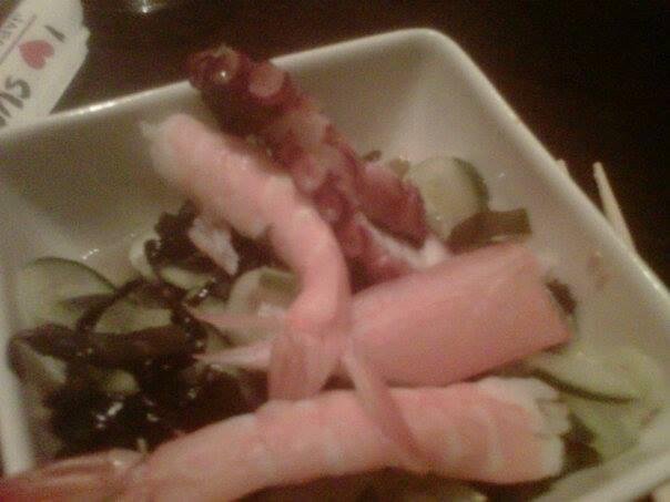 Supper at I Love Sushi. Octopus in my salad!