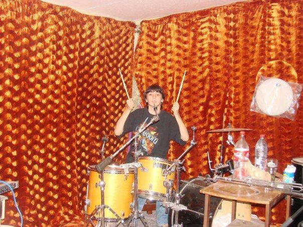 Look at me, playing the drums at my cousin's studio in Galway.
