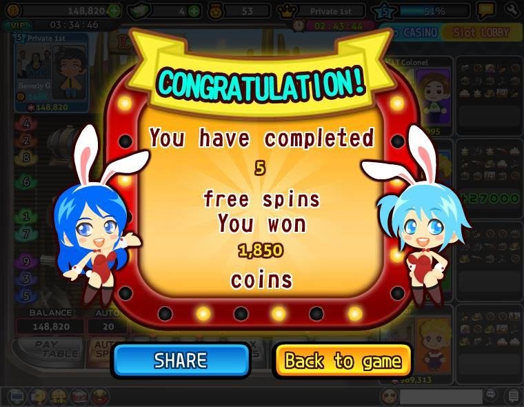 Beverly Gould played the "Wild West" Free spin and won 1,850 coins in Let's Vegas! Come to join now!