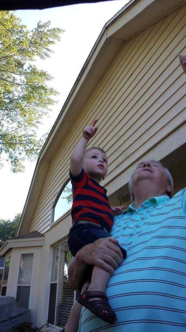 Eli & Grandpa checking out the sky!