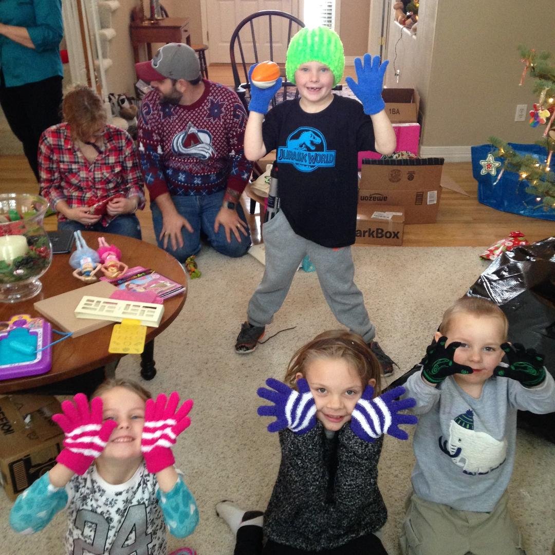 All my nieces and nephews got some gloves from Auntie Bevie amongst other goodies! Who would have thought they would like them!!!
