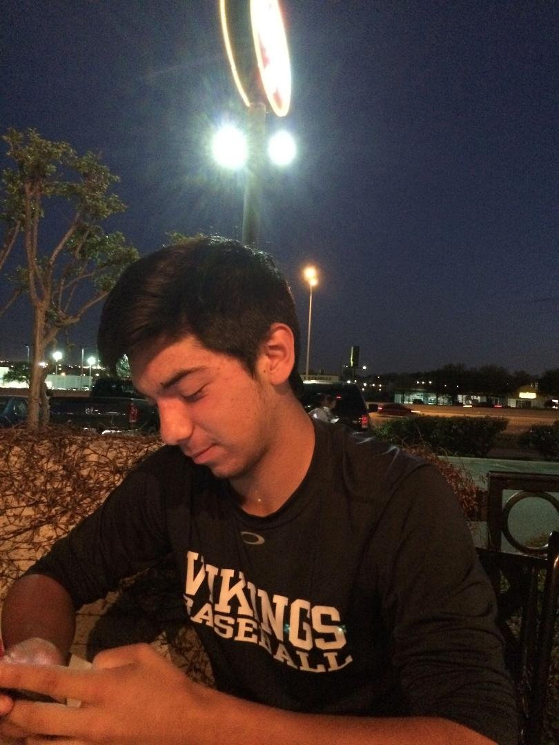 Al fresco dining with my handsome grandson