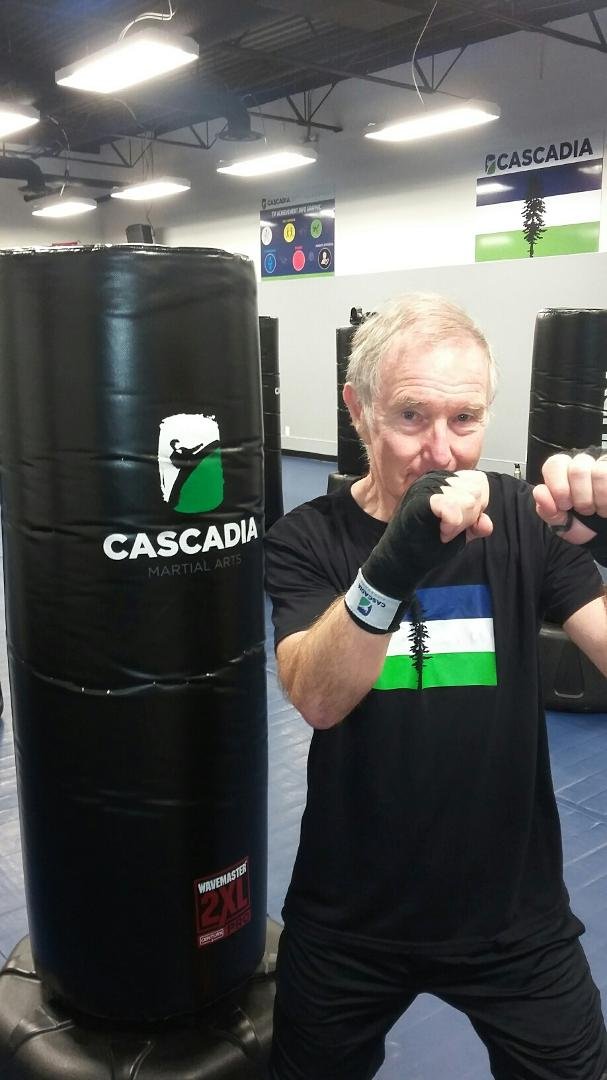 Roberto "manos de algodon" (hands of cotton) Snelling, before the Wednesday kickboxing class.