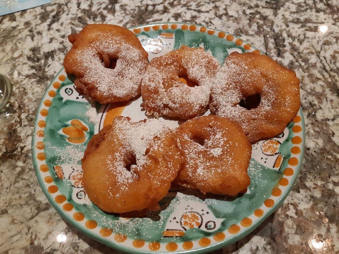 Apple fritter anyone? A memory of my Hungarian roots. Happy holidays from my kitchen to yours.