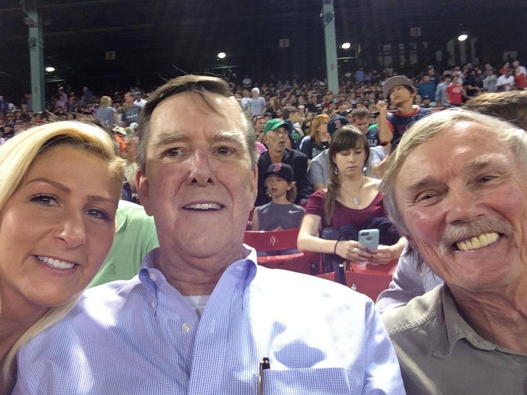 Was at Fenway Park tonight watching the Sox beat the pants off Seattle (15-1) with a high school classmate I hadn't seen for 50 years, Bruce Davidson. We had a fabulous time. [The cute young lady on my right was from Kans