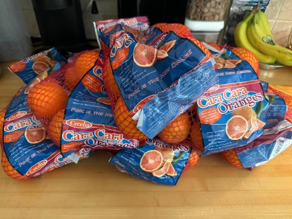 This is what happens when you shop at 2:00AM on Whole Foods Amazon. You think you’re asking for 6 oranges 🍊🍊🍊🍊🍊🍊but you order 6 bags!😂not gonna mention how many pork chops came😬