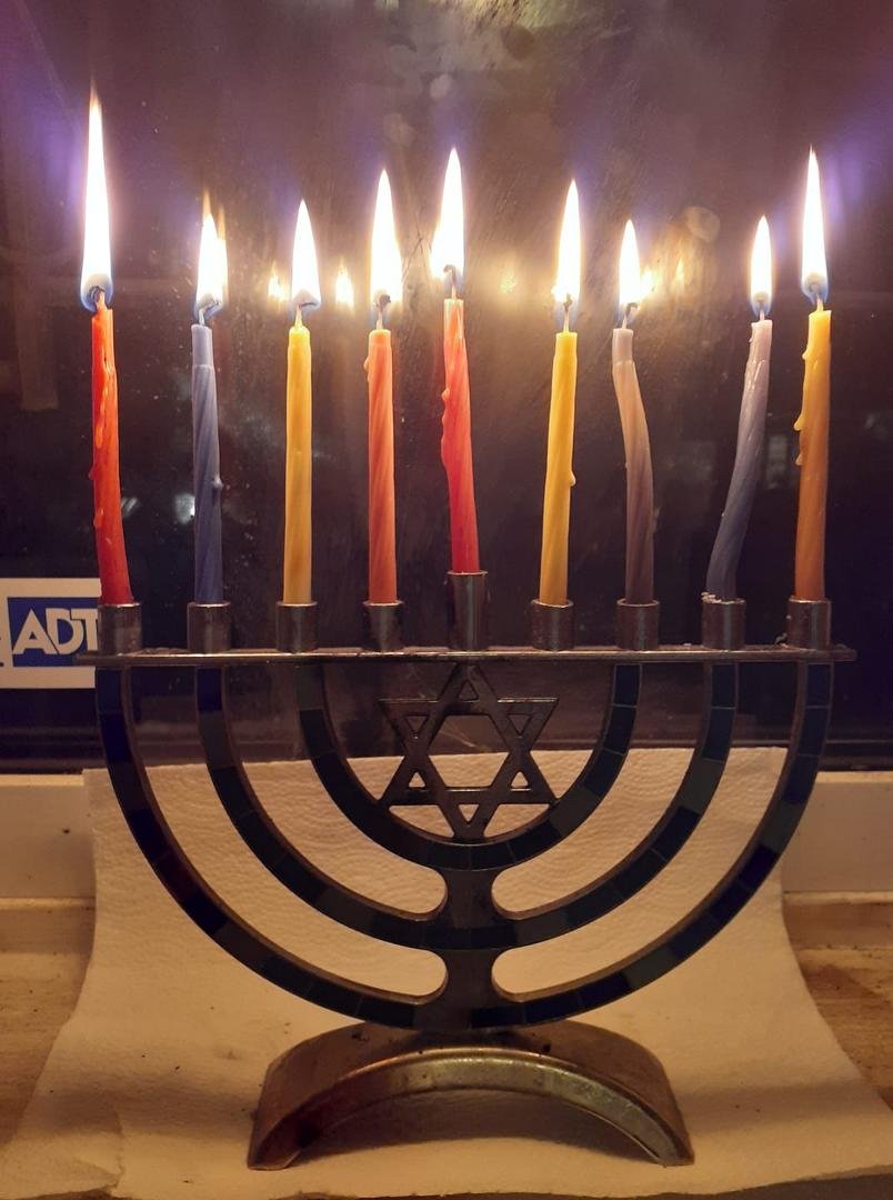 Happy Chanukah 2020!!  Candle number 8!  The final night and the full menorah!!