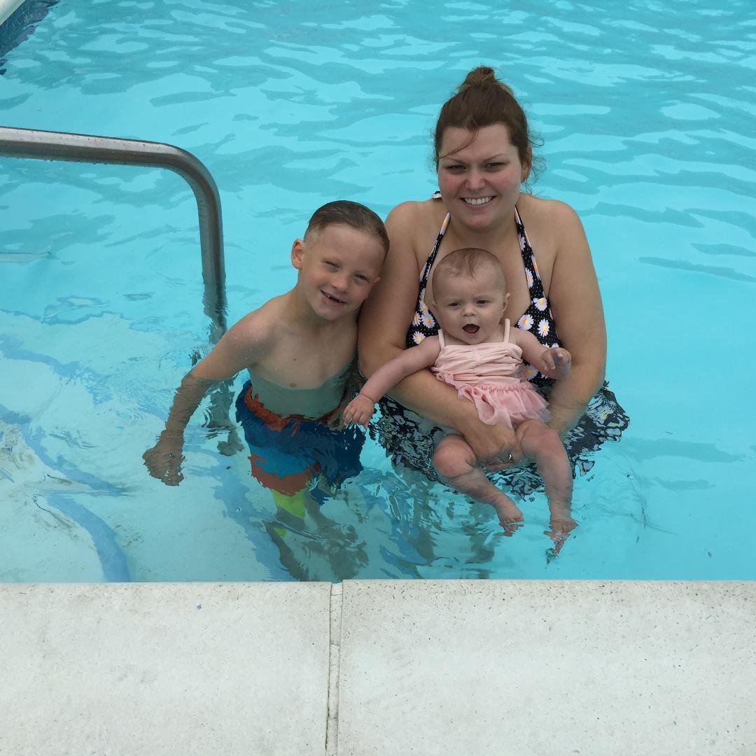 My little Annie with her mom and brother