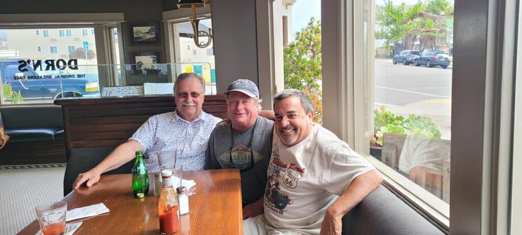 Visiting with Bill and Larry in Morro Bay. At Dorn's of course.