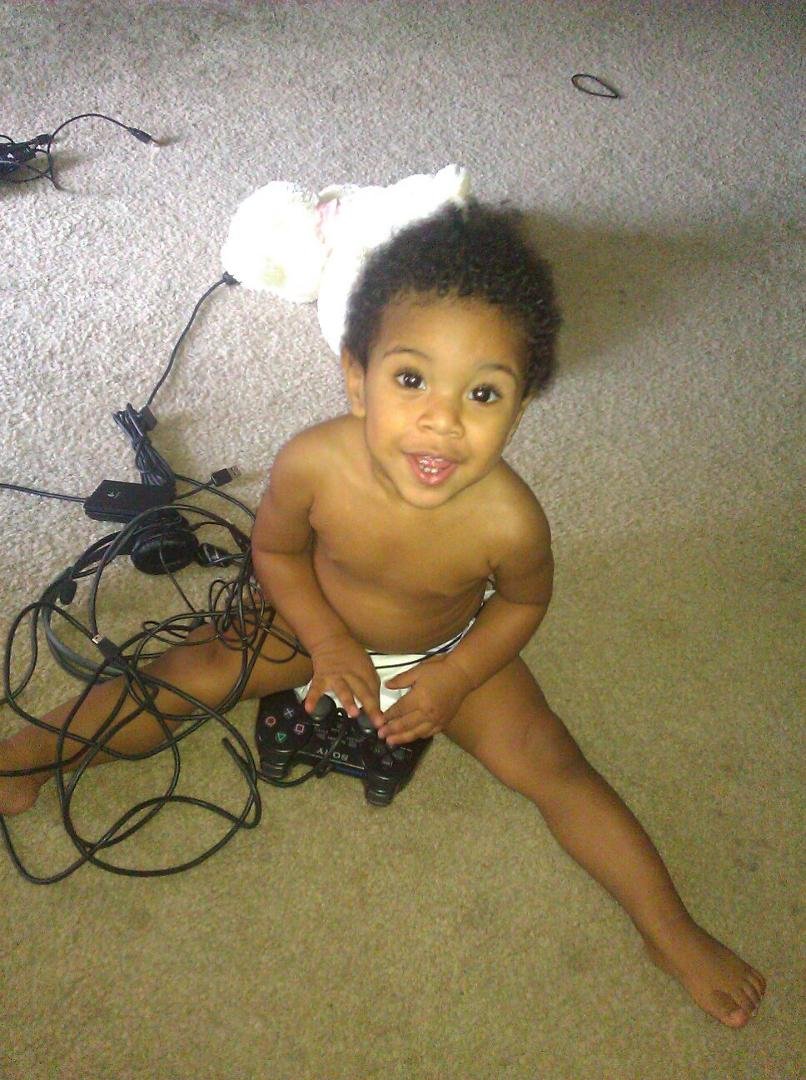 She's always the quietest and most content when she's in daddys gamer box!! Shsss....don't tell david!