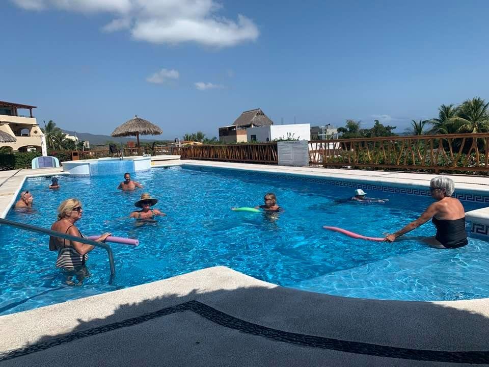 Social distancing at the pool is one floaty link