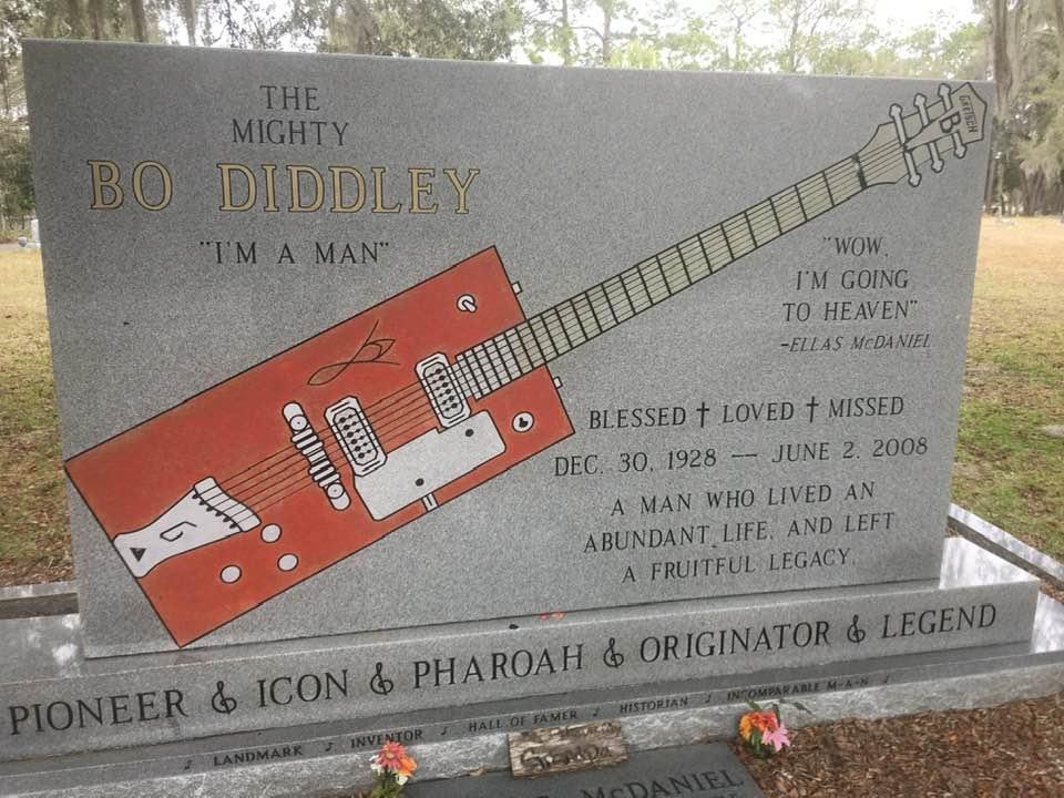 If you venture over to Archer, Florida near Cedar Key there’s a small country cemetery on a little backroad. There is the final resting place of Ellas McDaniel, the mighty Bo Diddley.
Remembering him on his birthday.