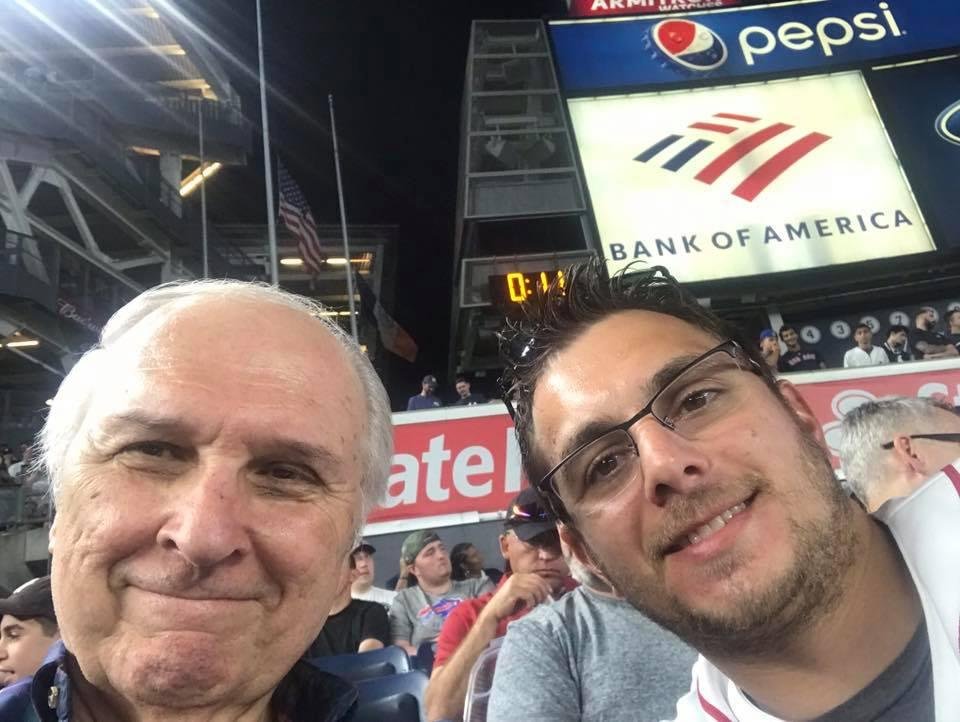 Hanging out with grandson Ryan at Yankee Stadium - after being greeted by a Red Sox home run as we entered left field seats for June 2nd night game.