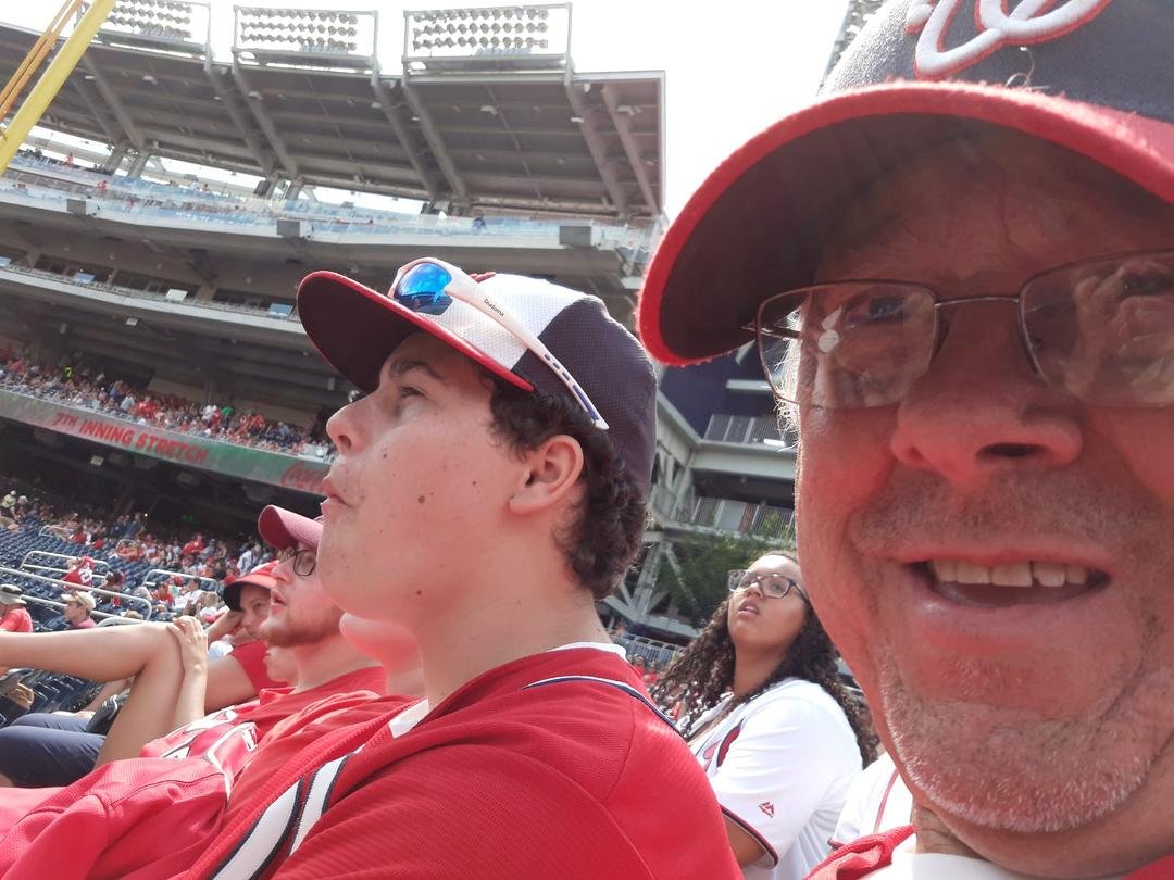 Enjoying the Nats game.