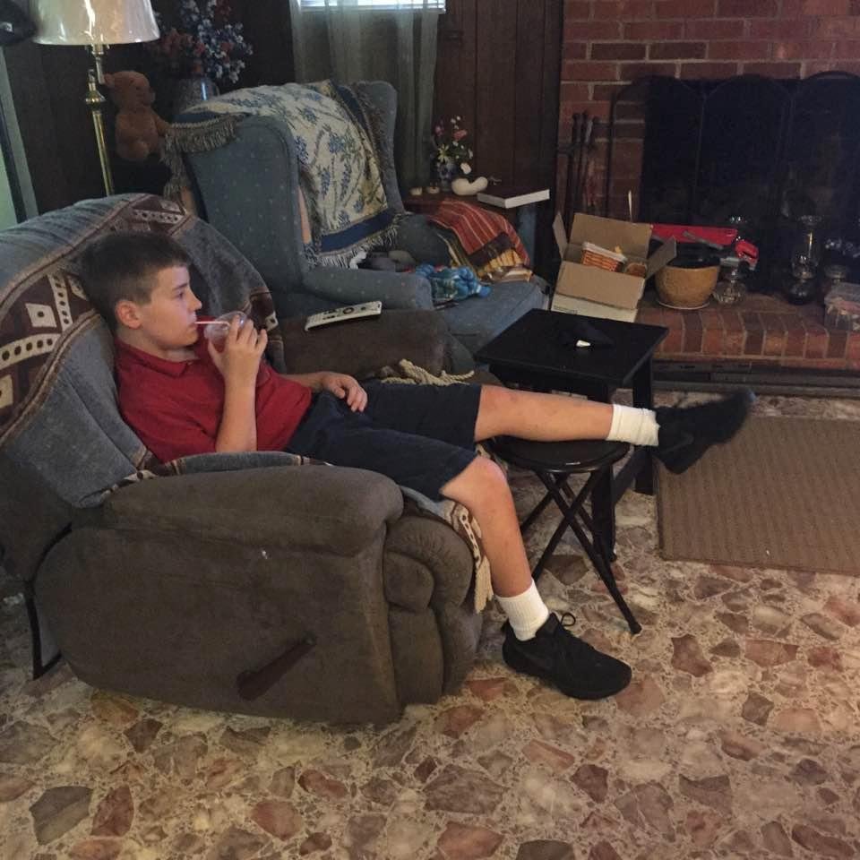 Jackson Perham after a "hard 1/2 day at school."