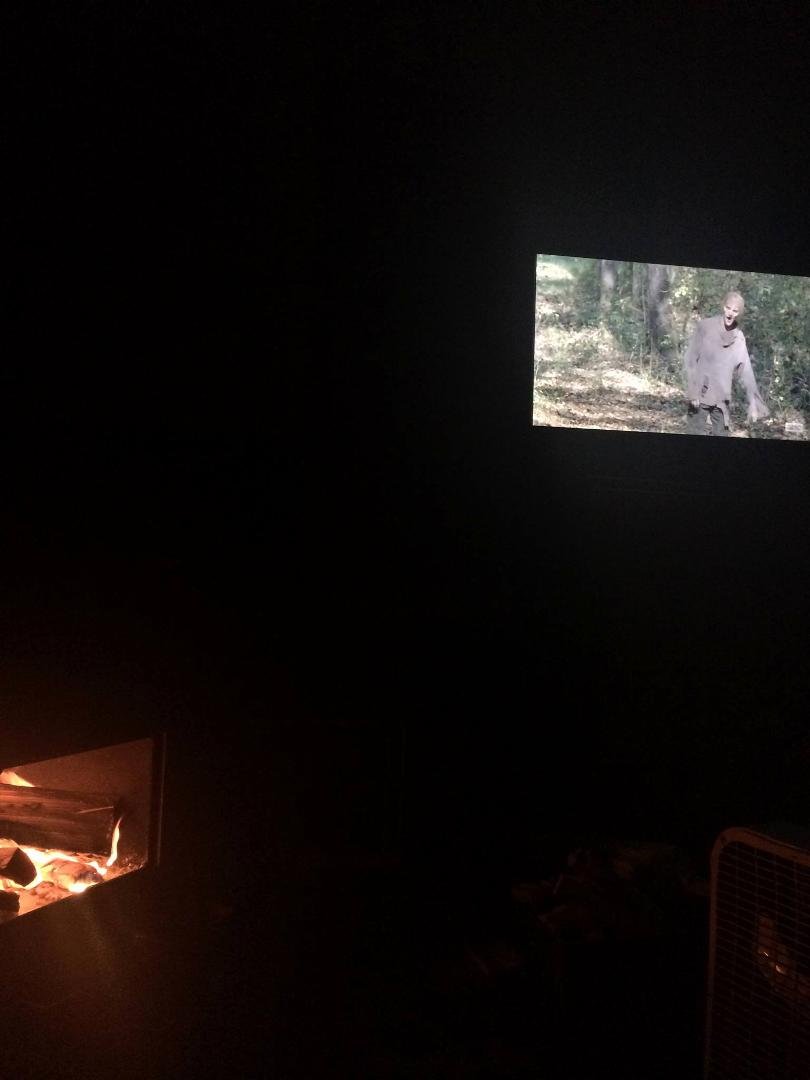 Chillen n da cabin watching walking dead n eating kettle corn popcorn