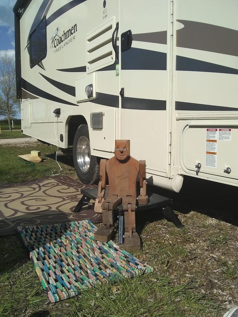 Meet our new camping Buddy. A chip off the old block?? Need to find a good name. Having fun camping, rummaging and antiqueing in Kewaunee and Algoma
