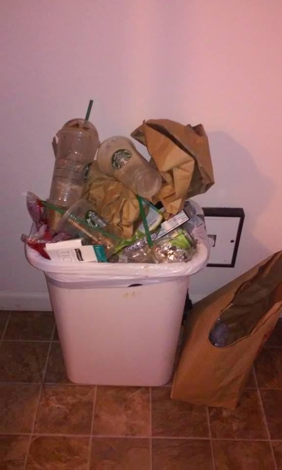 Seriously? Im getting real tired of the f-ing adults that live here cant get off their lazy asses and take the damn garbage out when they f-ing leave. This is bull shit and I'm at the end of my rope.