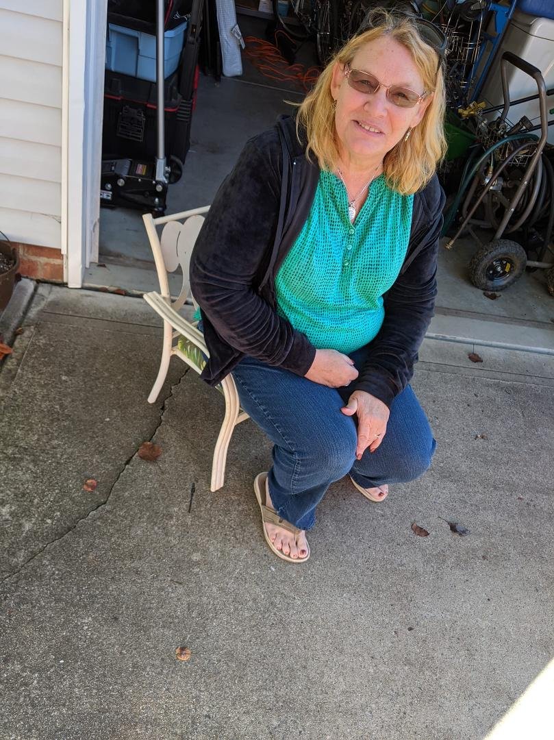 GG is trying our great grandchild chair when she visits.