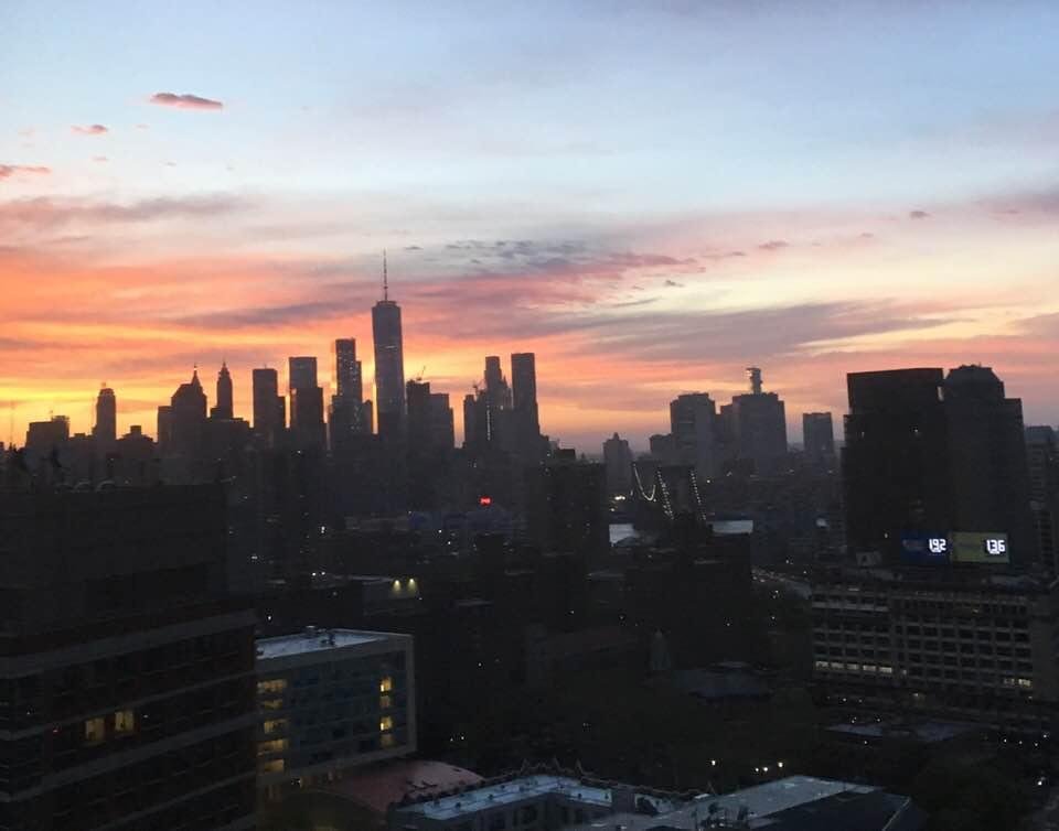 Lower Manhattan skyline from Uptown Brooklyn view. Lovely end of day.
