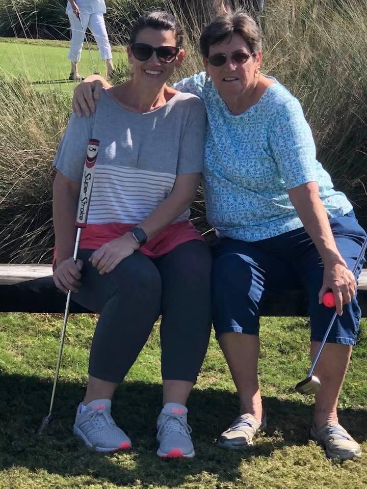 Relaxing after 18 holes at Putt and Play in The Villages.