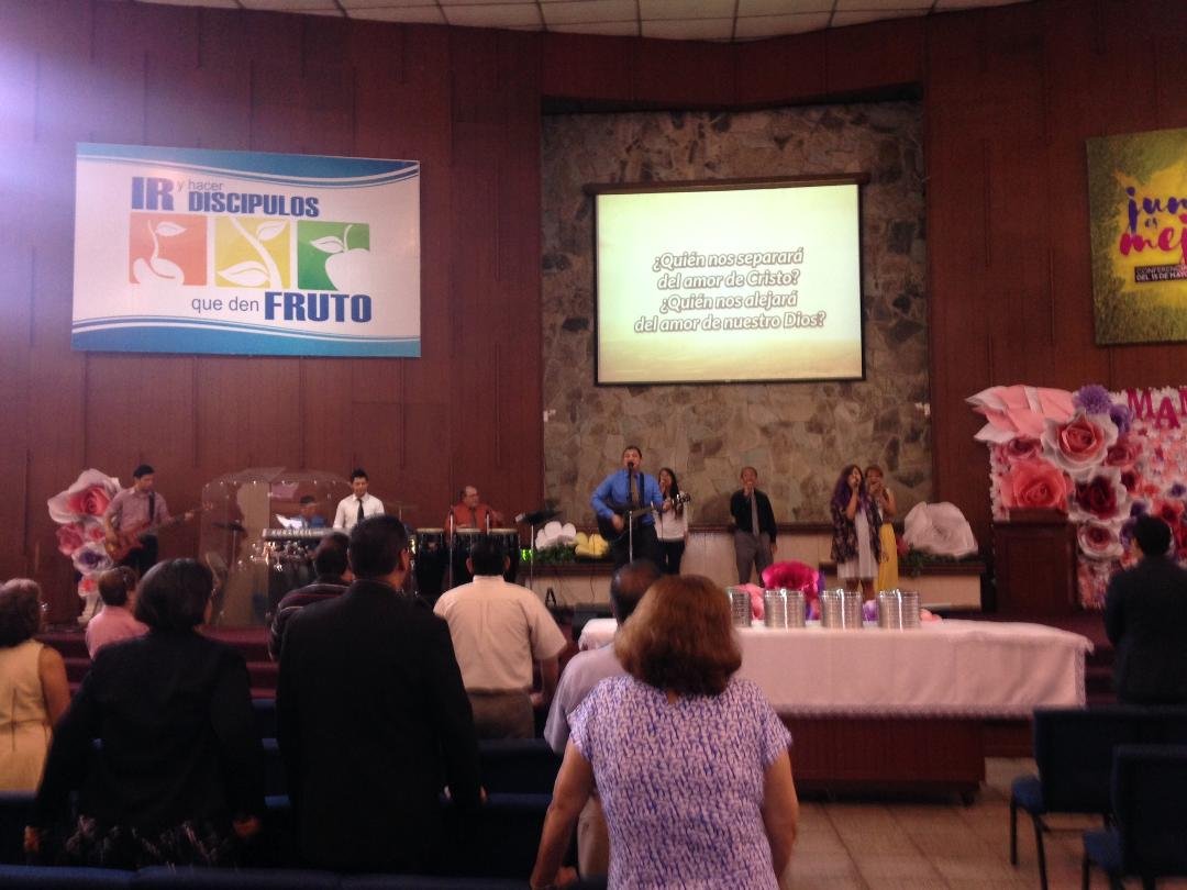 Enjoyed worshipping with fellow Christians in San Salvador even though I couldn't understand everything.    The music was similar; the Bible is the same;   Communion was the same; my understanding wasn't complete, but I und