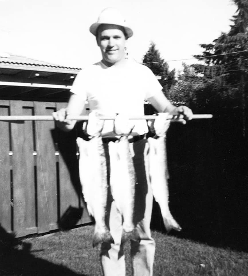 Happy birthday Dad!!! He would have been celebrating his 91st. So hard to believe. Picture was taken in our backyard probably after a fishing trip with his best friend and fishing buddy Jack.
