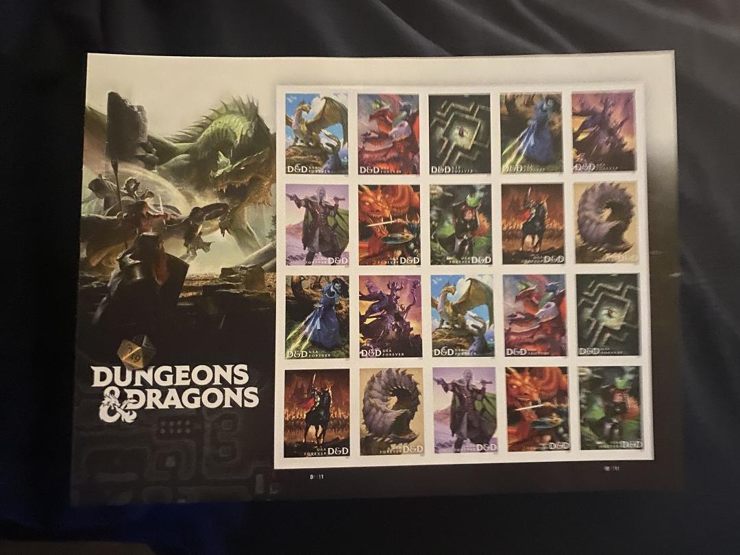 A solid showing of the greats for the US Postal Dungeons & Dragons stamps. Also 'Forever' Stamps. Honored in perpetuity for a standard-sized envelope. Or as long as there is a Postal Service, anyway.