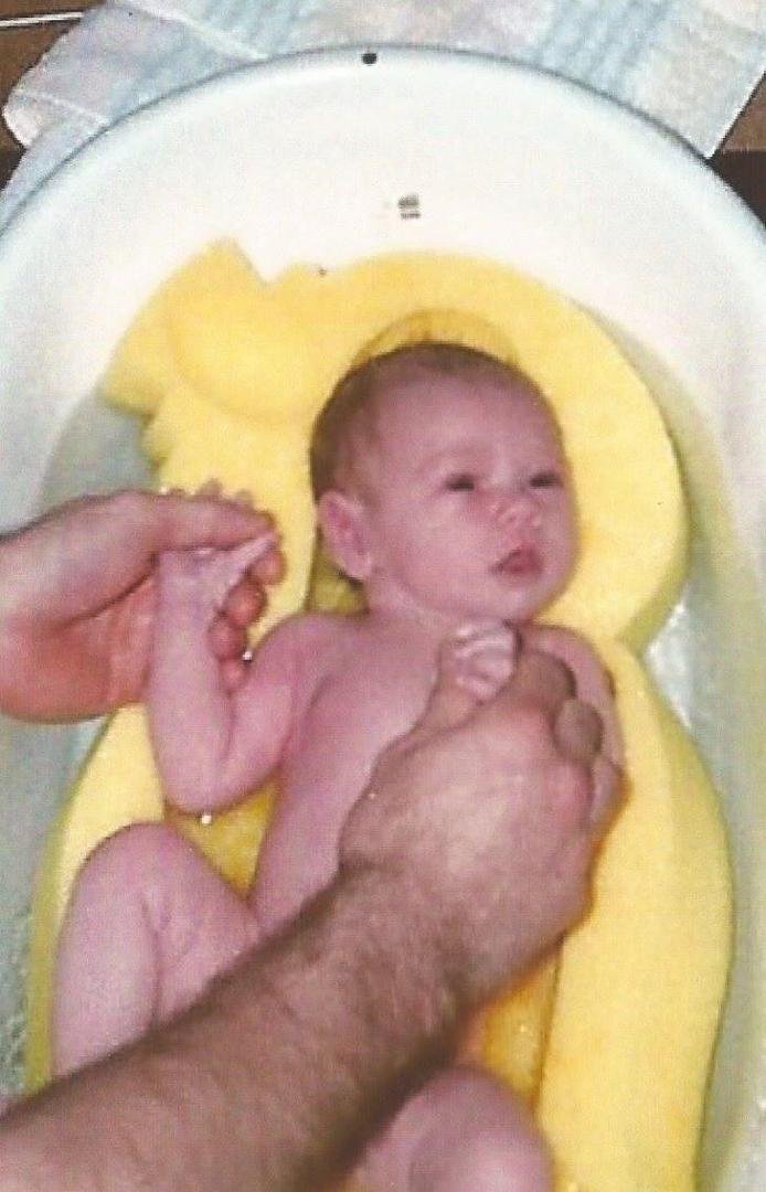Leighanne Callendar.....this was you at one month old. You loved a bath too!