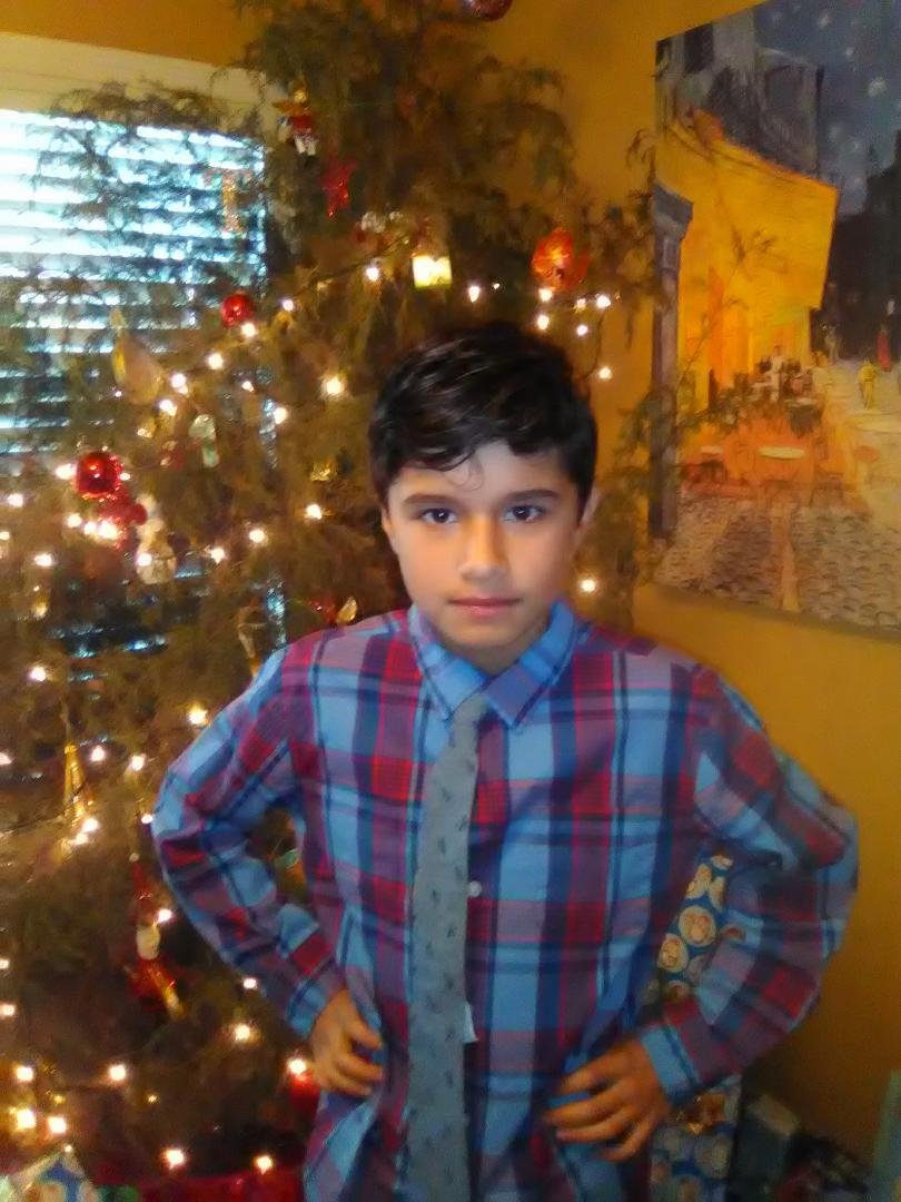 My grandson Tyler, Christmas Eve 2018. My heart....