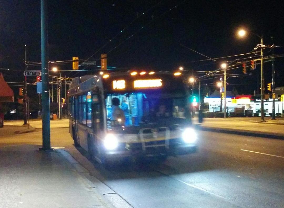My bus to work pulling into Fraser & 16th @ 3:06 this morning